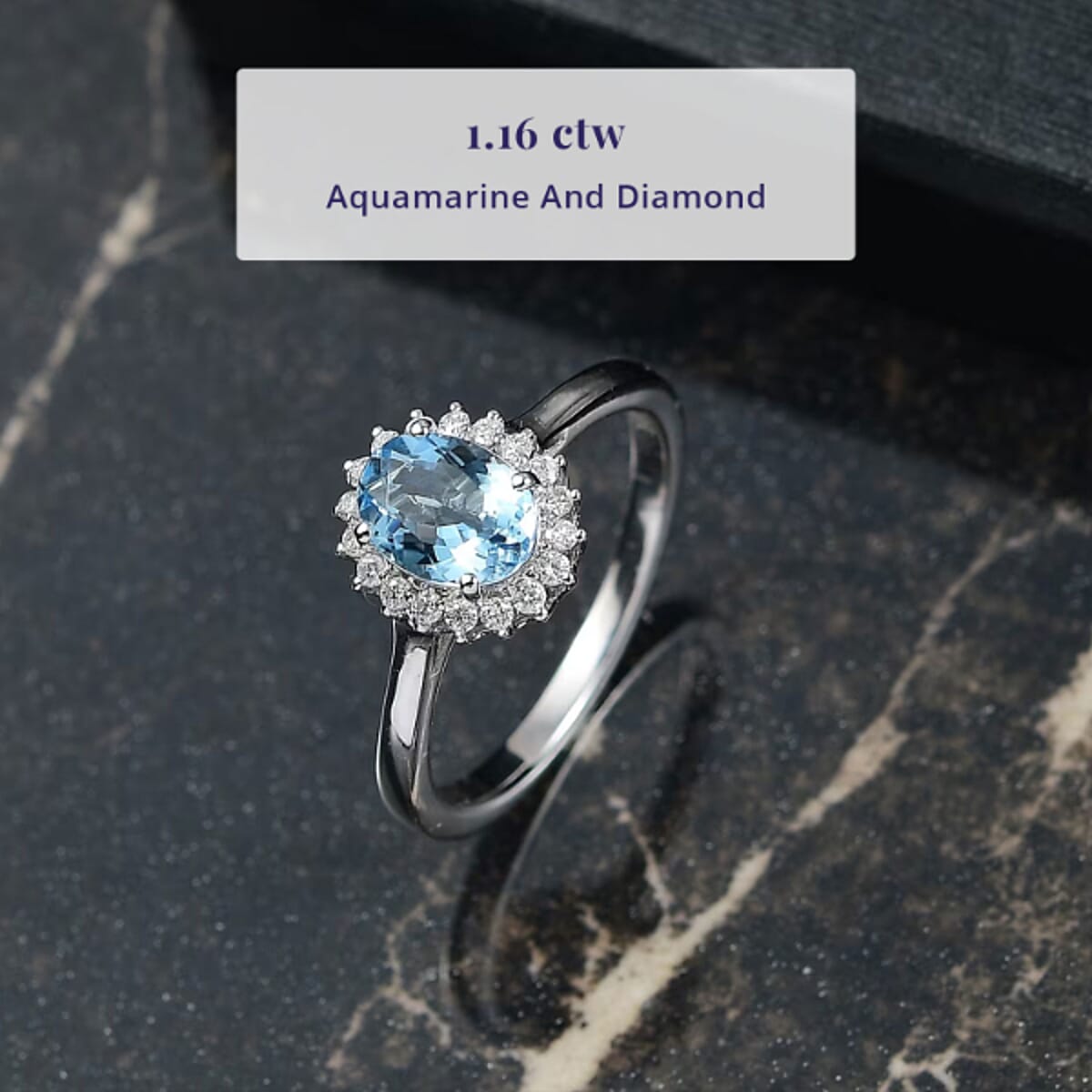 Certified & Appraised Luxoro 14K White Gold AAA Santa Maria Aquamarine, Diamond (G-H, I2) Ring (Size 8.5) 1.16 ctw image number 2