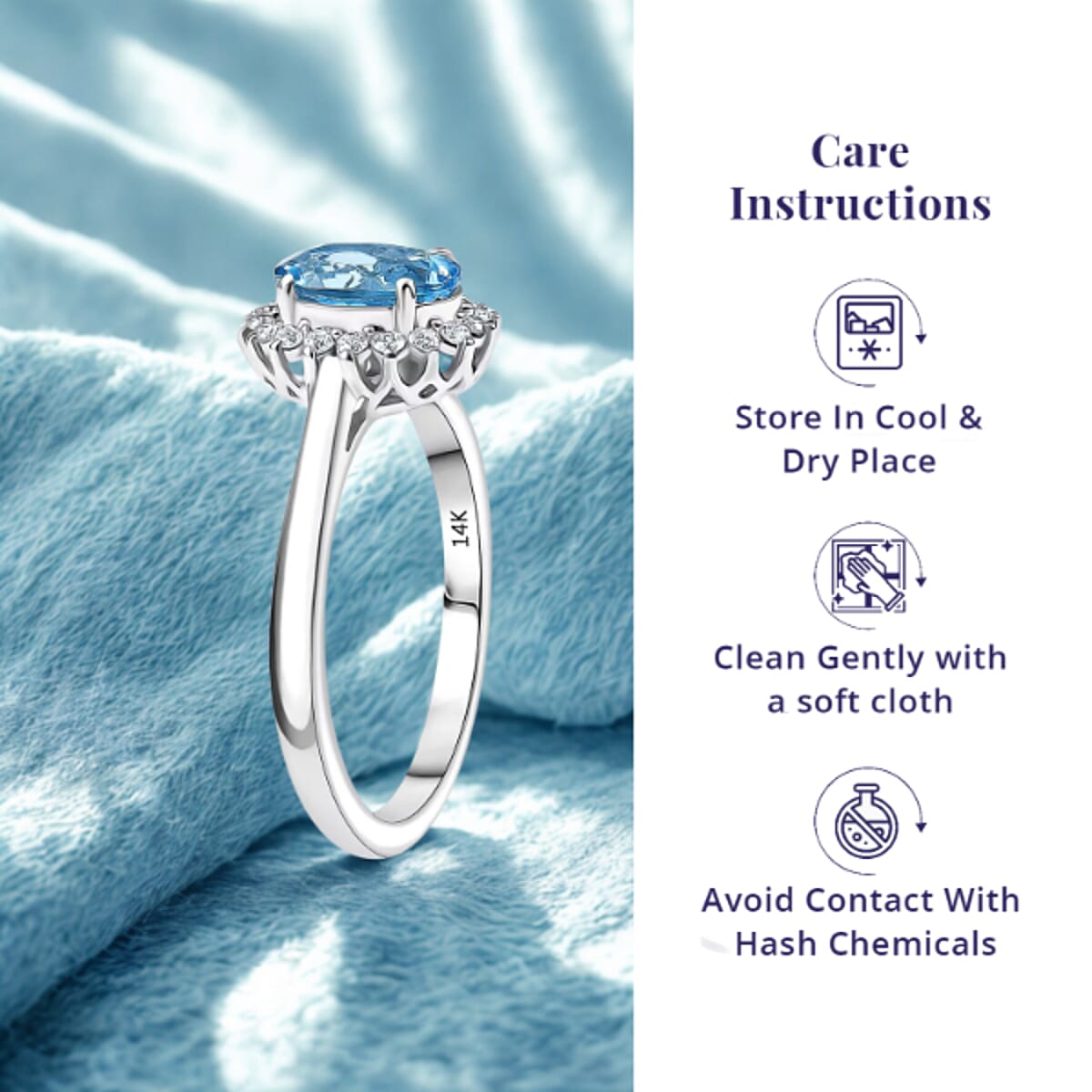 Certified & Appraised Luxoro AAA Santa Maria Aquamarine and G-H I2 Diamond 1.16 ctw Ring in 14K White Gold (Size 9.0) image number 4