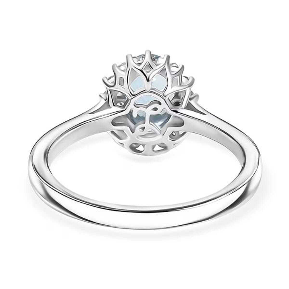 Certified & Appraised Luxoro AAA Santa Maria Aquamarine and G-H I2 Diamond 1.16 ctw Ring in 14K White Gold (Size 9.0) image number 6