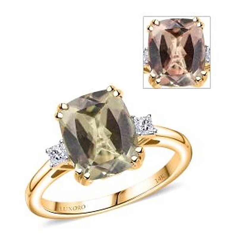 Certified & Appraised Luxoro 14K Yellow Gold AAA Turkizite, Diamond (G-H, I2) Ring (Size 5.0) 3.59 ctw