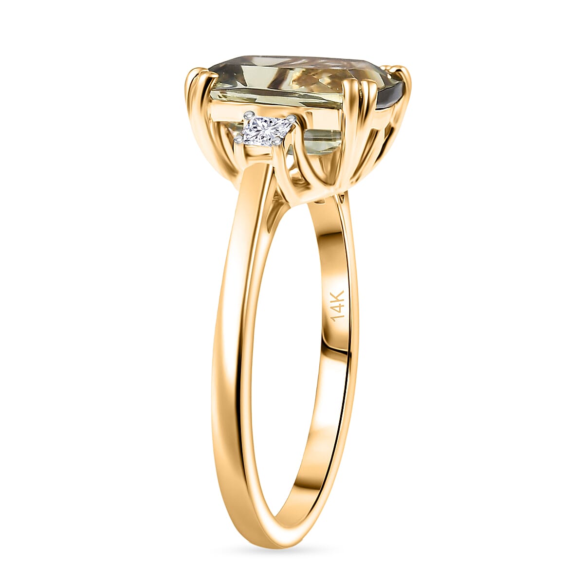 Certified & Appraised Luxoro AAA Turkizite and G-H I2 Diamond 3.59 ctw Ring in 14K Yellow Gold (Size 7.0) image number 3