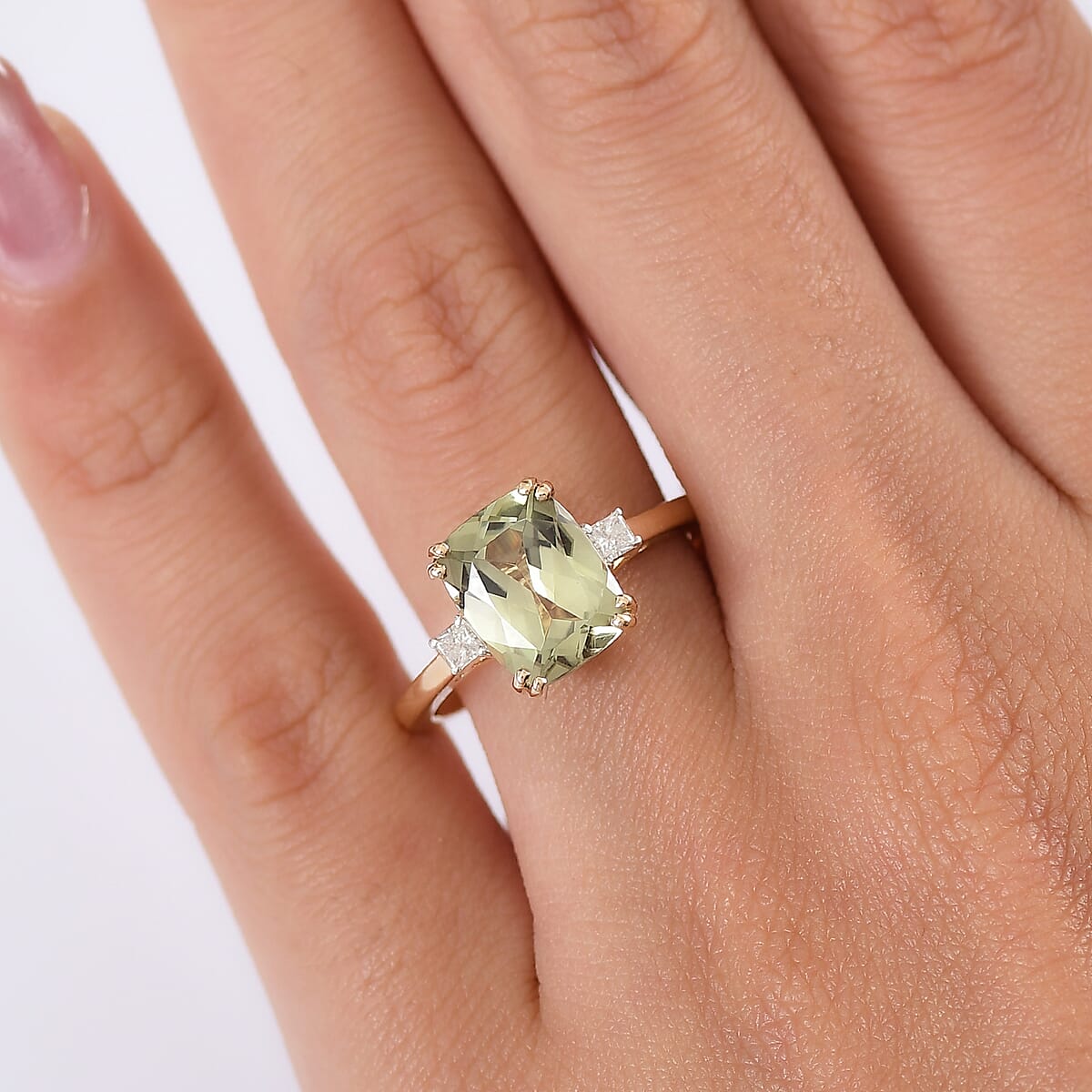 Certified & Appraised Luxoro AAA Turkizite and G-H I2 Diamond 3.59 ctw Ring in 14K Yellow Gold image number 2