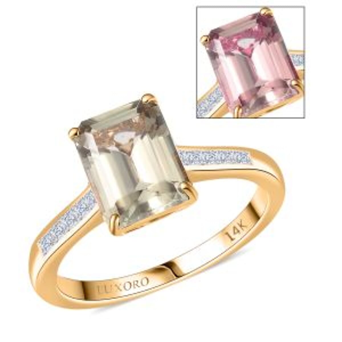 Certified & Appraised Luxoro AAA Turkizite and G-H I2 Diamond 2.86 ctw Ring in 14K Yellow Gold (Size 10.0) image number 0
