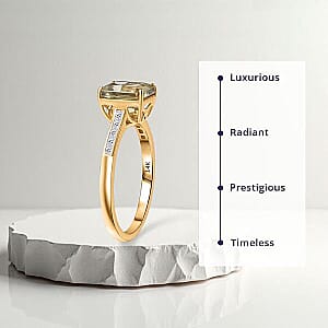 Certified & Appraised Luxoro AAA Turkizite and G-H I2 Diamond 2.86 ctw Ring in 14K Yellow Gold