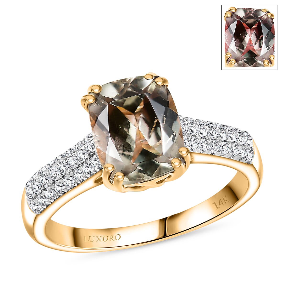 Certified & Appraised Luxoro AAA Turkizite and G-H I2 Diamond 2.75 ctw Ring in 14K Yellow Gold (Size 10.0) image number 0