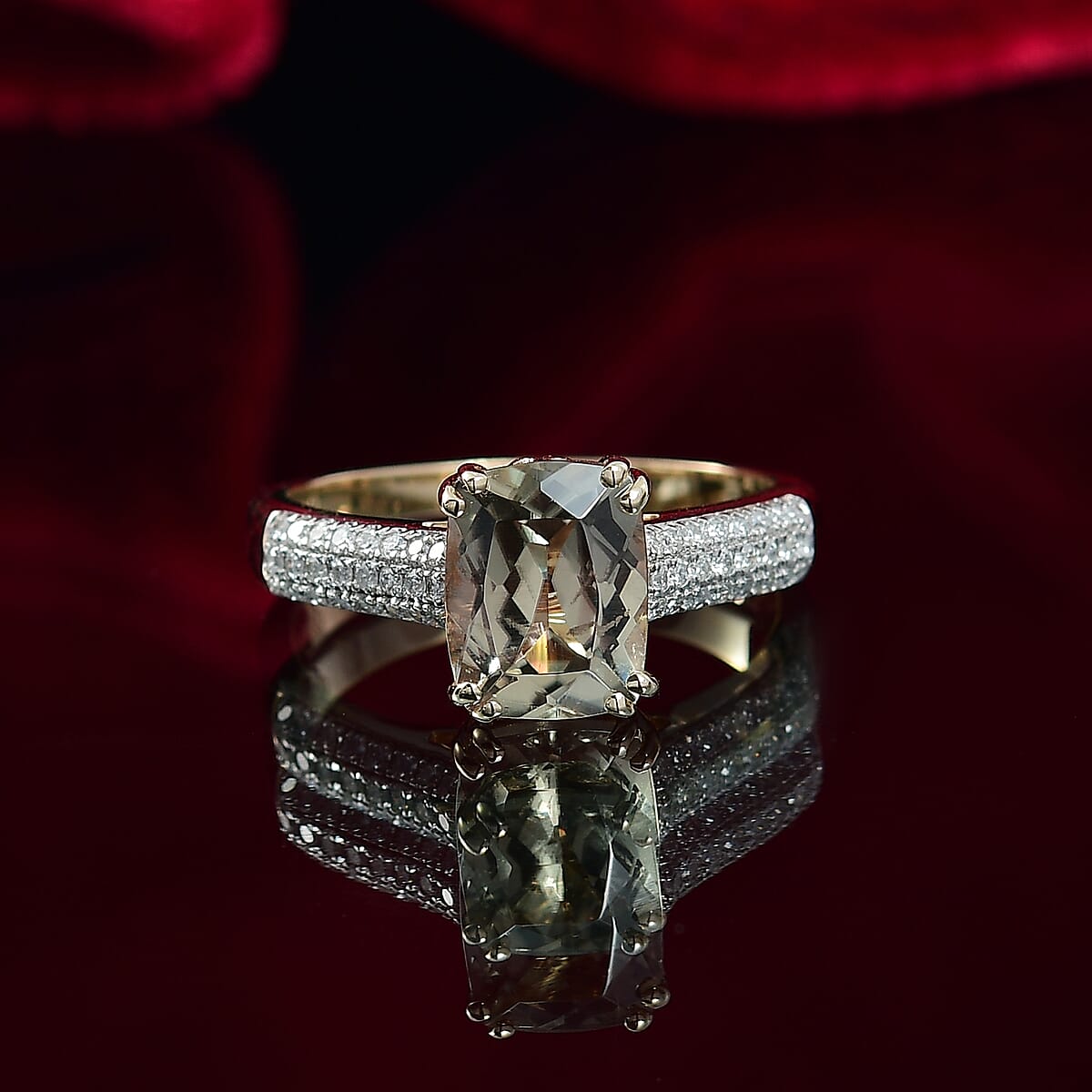 Certified & Appraised Luxoro AAA Turkizite and G-H I2 Diamond 2.75 ctw Ring in 14K Yellow Gold (Size 10.0) image number 1
