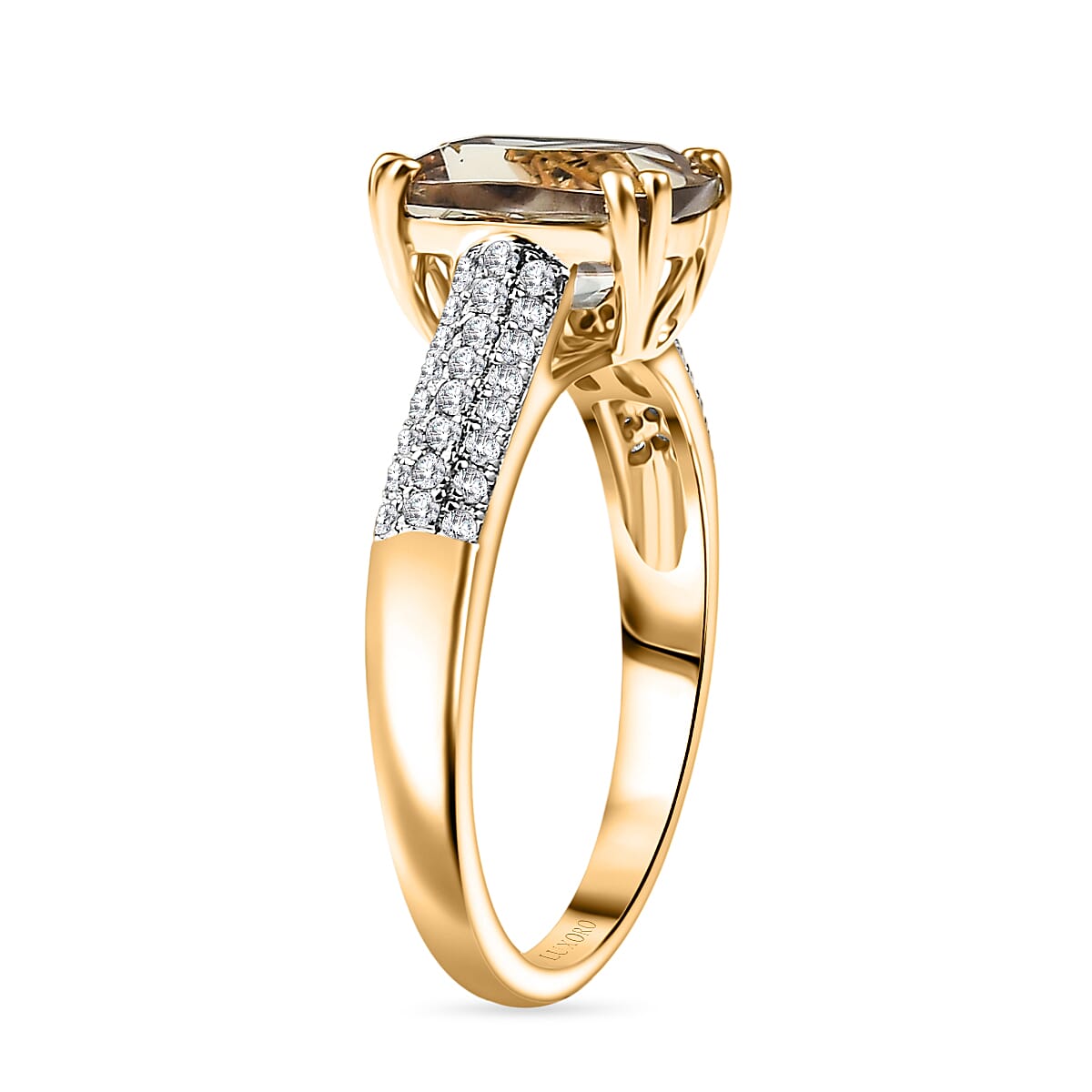 Certified & Appraised Luxoro AAA Turkizite and G-H I2 Diamond 2.75 ctw Ring in 14K Yellow Gold (Size 10.0) image number 3