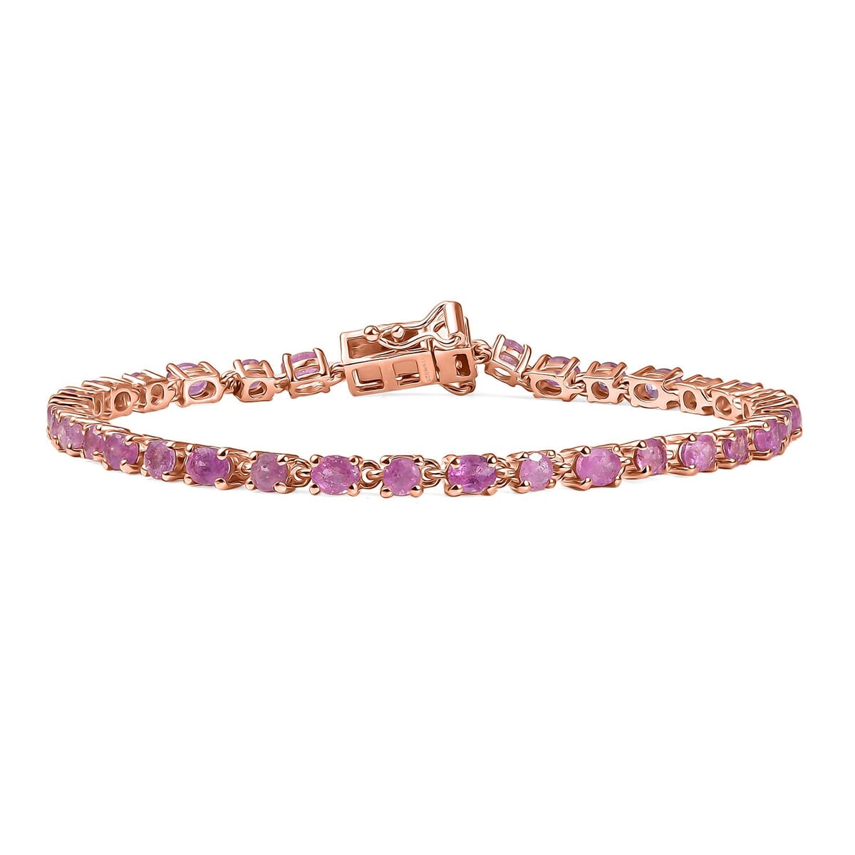 D'Joy Ilakaka Hot Pink Sapphire (FF) and Moissanite 8.35 ctw Bracelet in 18K Vermeil Rose Gold Over Sterling Silv (7.25 In) image number 0