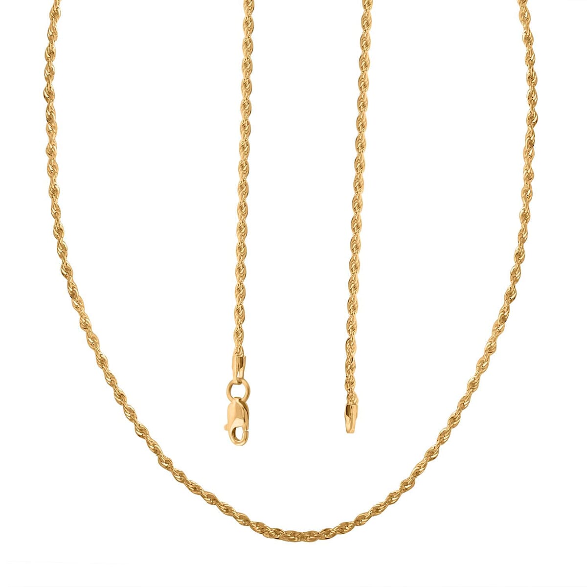 18K Yellow Gold 1.5mm Rope Chain Necklace 22 Inches 2 Grams image number 3