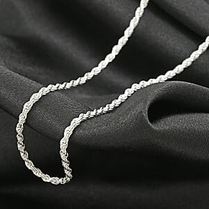 Sterling Silver 2mm Rope Chain Necklace 16 Inches 5.4 Grams