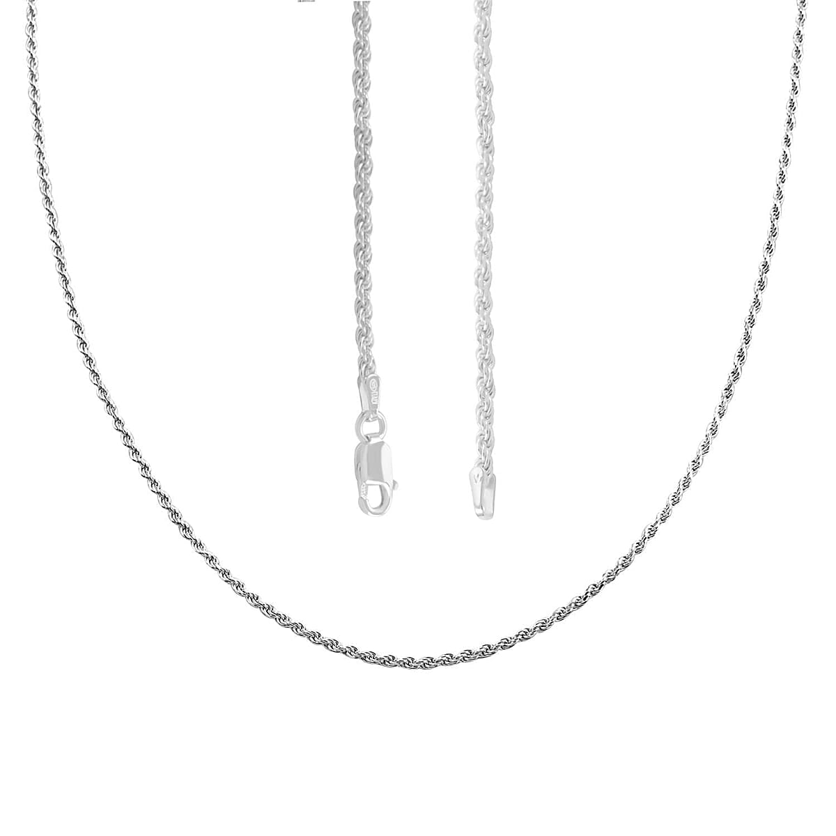  Sterling Silver 2mm Rope Chain Necklace 20 Inches 6.70 Grams image number 3