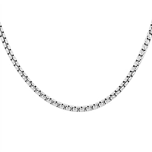 Italian Rhodium Over Sterling Silver 2mm Round Box Necklace 16 Inches 6.2 Grams