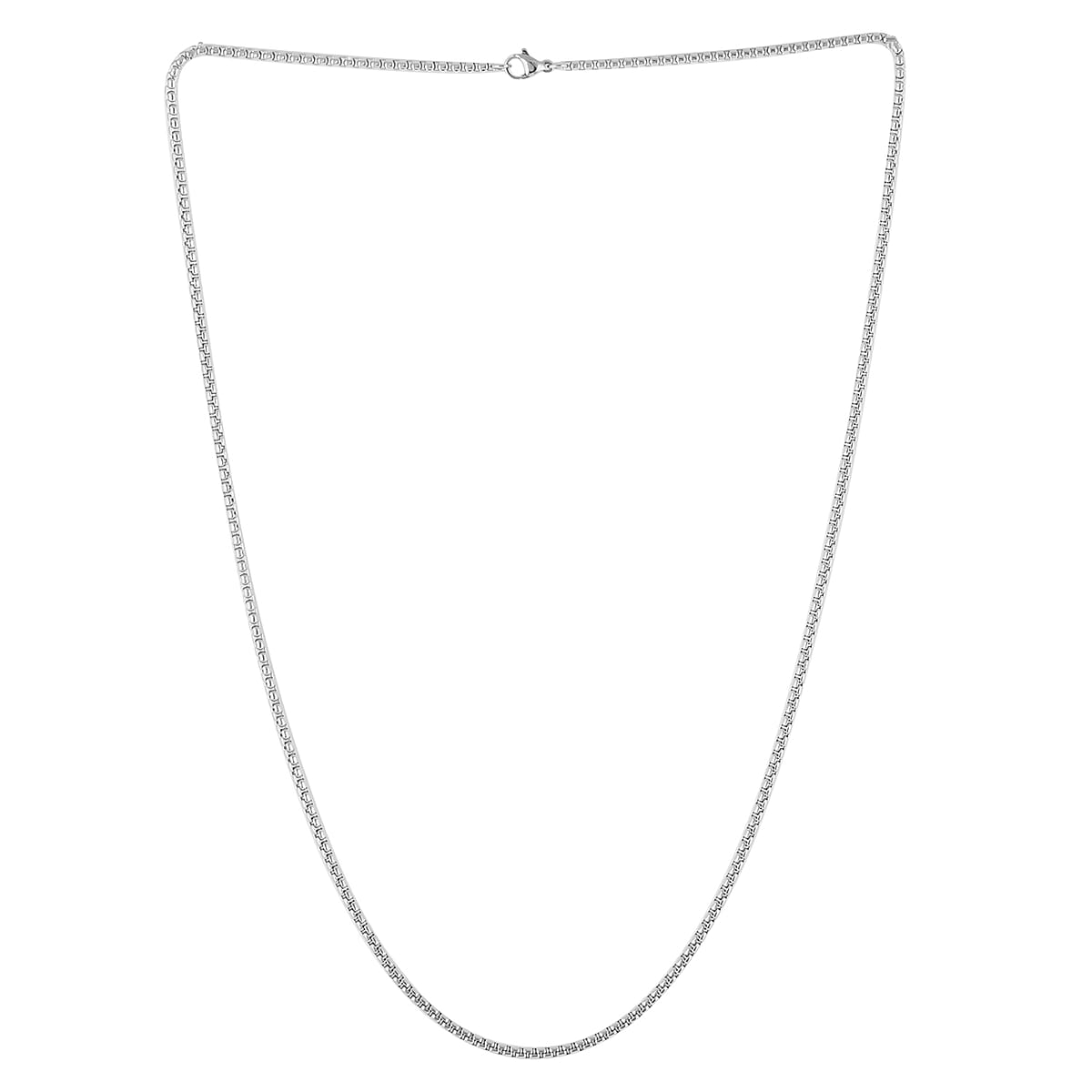 Italian Rhodium Over Sterling Silver 2mm Round Box Necklace 16 Inches 6.2 Grams image number 5