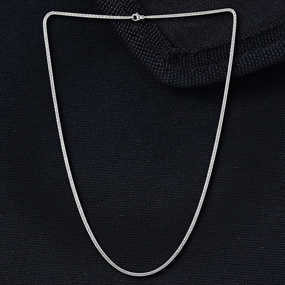 Rhodium Over Sterling Silver 2mm Round Box Necklace 22 Inches 8.40 Grams