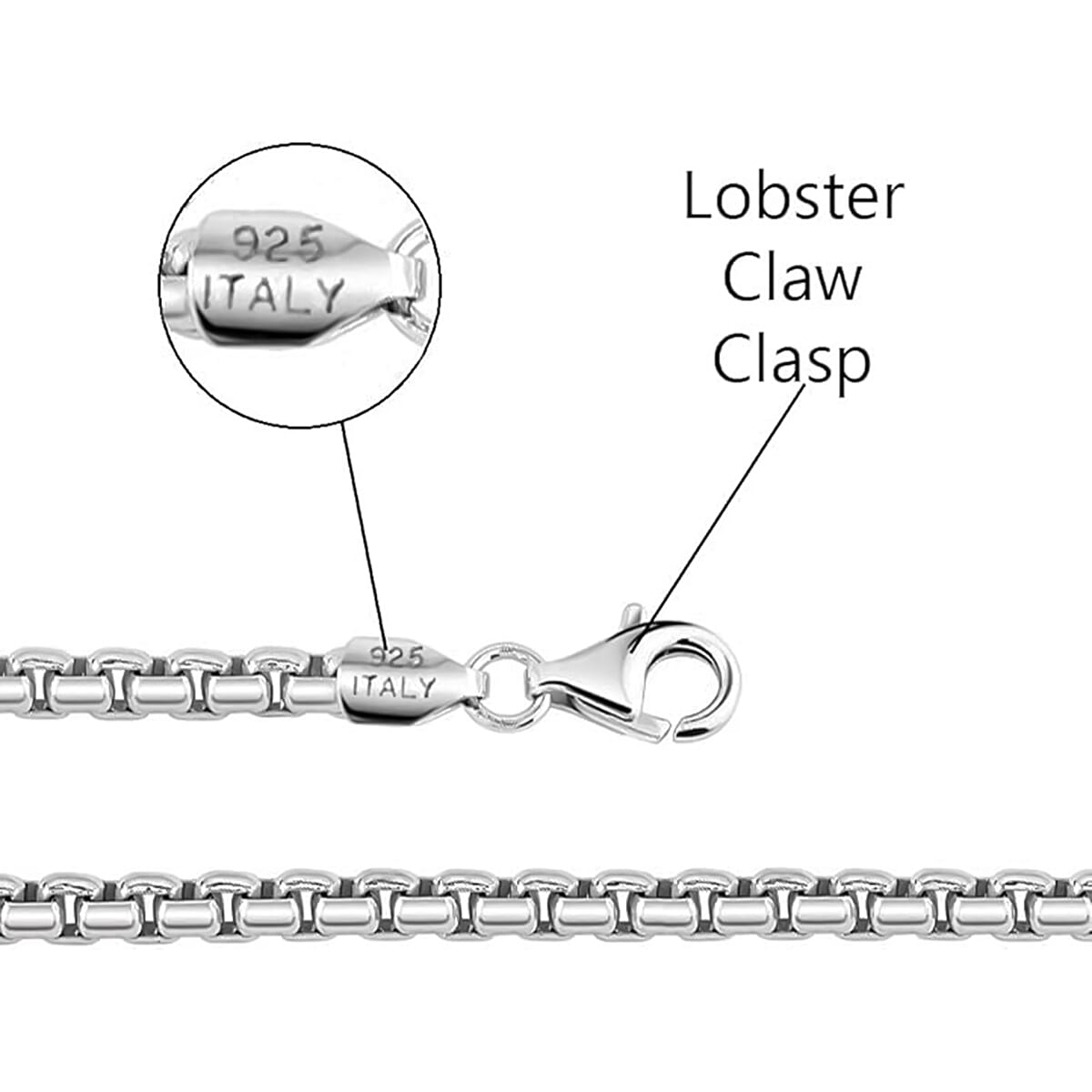 Rhodium Over Sterling Silver 2mm Round Box Necklace 22 Inches 8.40 Grams image number 3