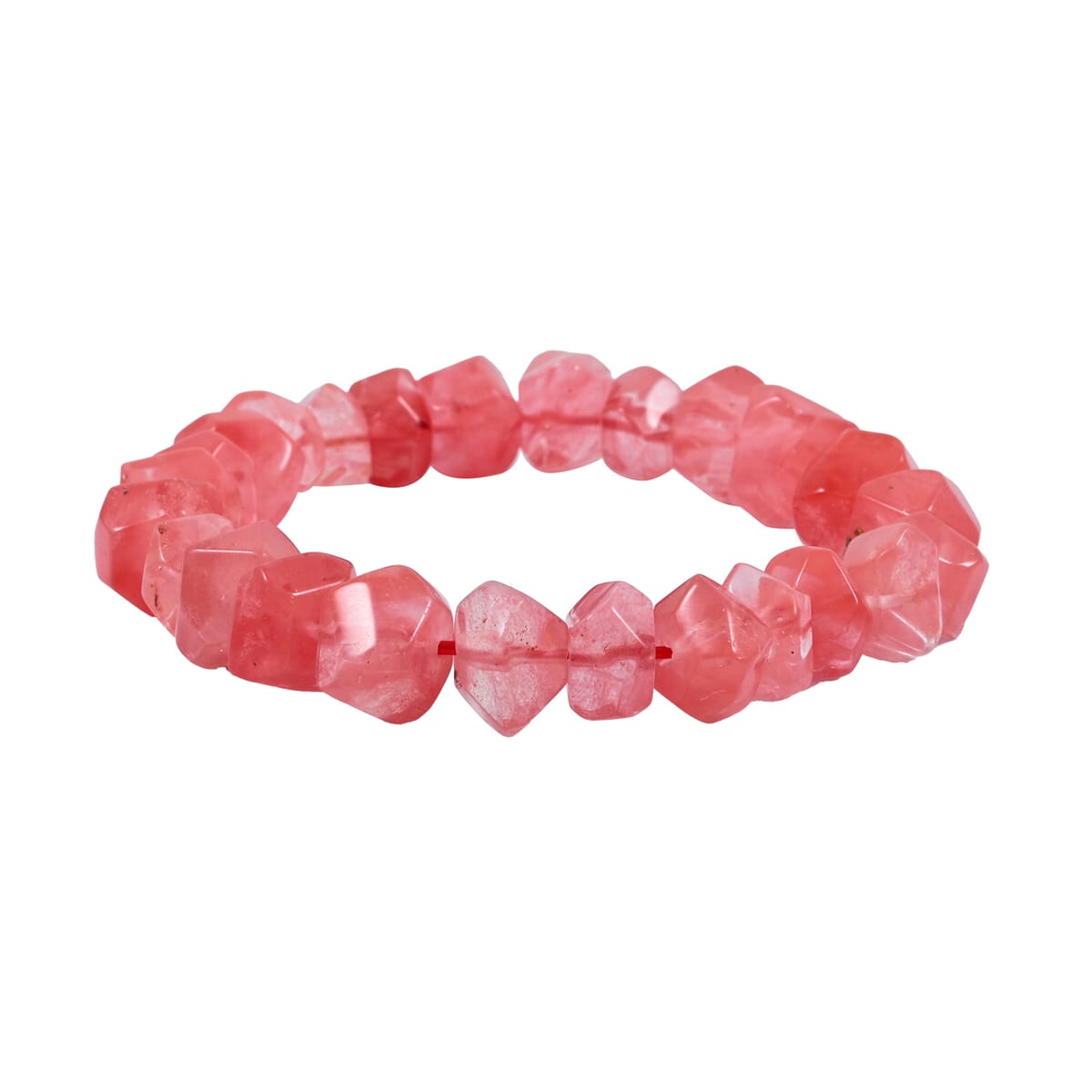 Faceted Freeform Cherry Quartz 118.10 ctw Stretch Bracelet (6-7In) image number 0