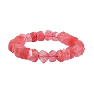 Faceted Freeform Cherry Quartz 118.10 ctw Stretch Bracelet (6-7In)