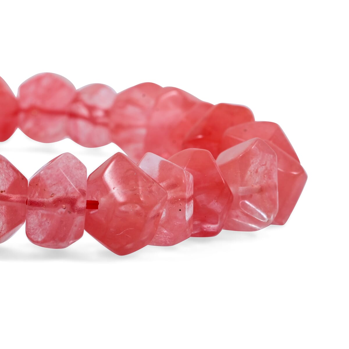 Faceted Freeform Cherry Quartz 118.10 ctw Stretch Bracelet (6-7In) image number 2