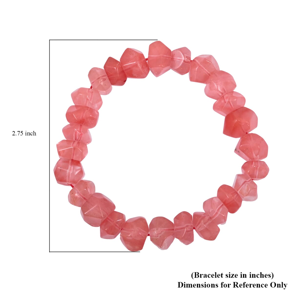 Faceted Freeform Cherry Quartz 118.10 ctw Stretch Bracelet (6-7In) image number 3