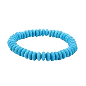 Imitation Turquoise Rondel Stretch Bracelet (6.0-7.0In) 66.50 ctw