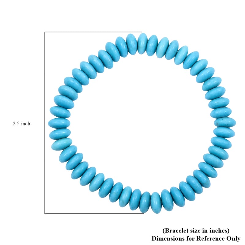 Imitation Turquoise Rondel Stretch Bracelet (6.0-7.0In) 66.50 ctw