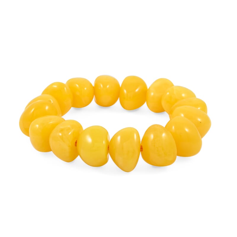Lab Created Light Amber Nuggests Stretch Bracelet (6-7In)