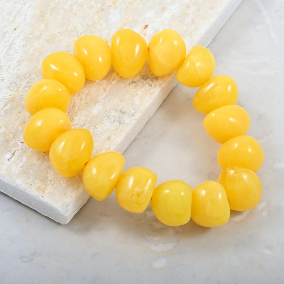 Lab Created Light Amber Nuggests Stretch Bracelet (6-7In) image number 1