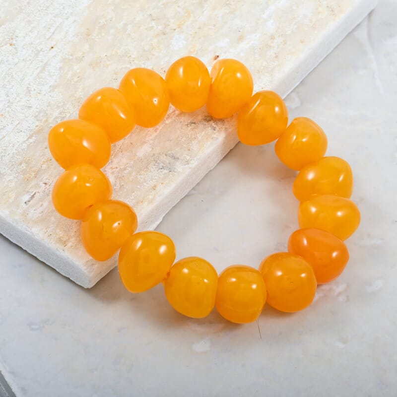 Lab Created Dark Amber Nuggests Stretch Bracelet (6-7In)