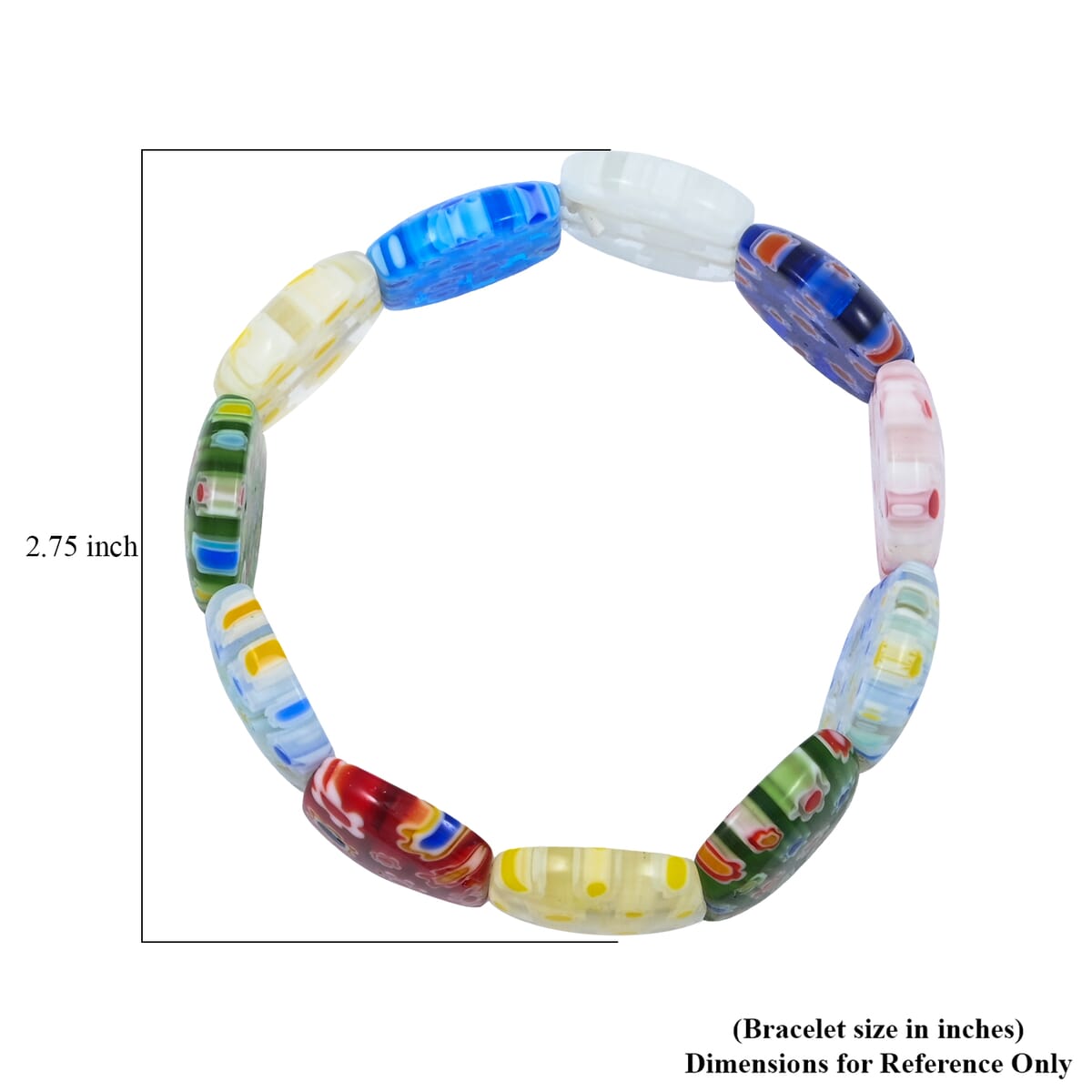 Multi Color Murano Style Stretch Bracelet (6-7In) image number 3