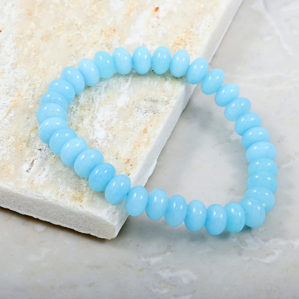 Amazonite 86.30 ctw Puffy Rondel Stretch Bracelet (6-7In) image number 1