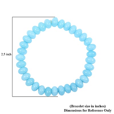 Amazonite 86.30 ctw Puffy Rondel Stretch Bracelet (6-7In)