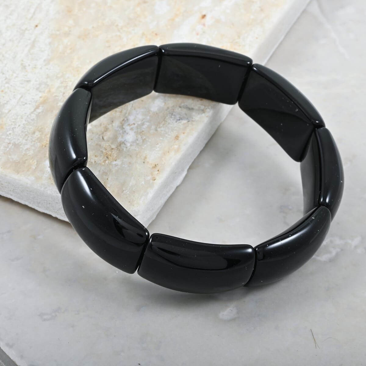 Black Obsidian 238.25 ctw Bridge Stretch Bracelet (6-7In) image number 1