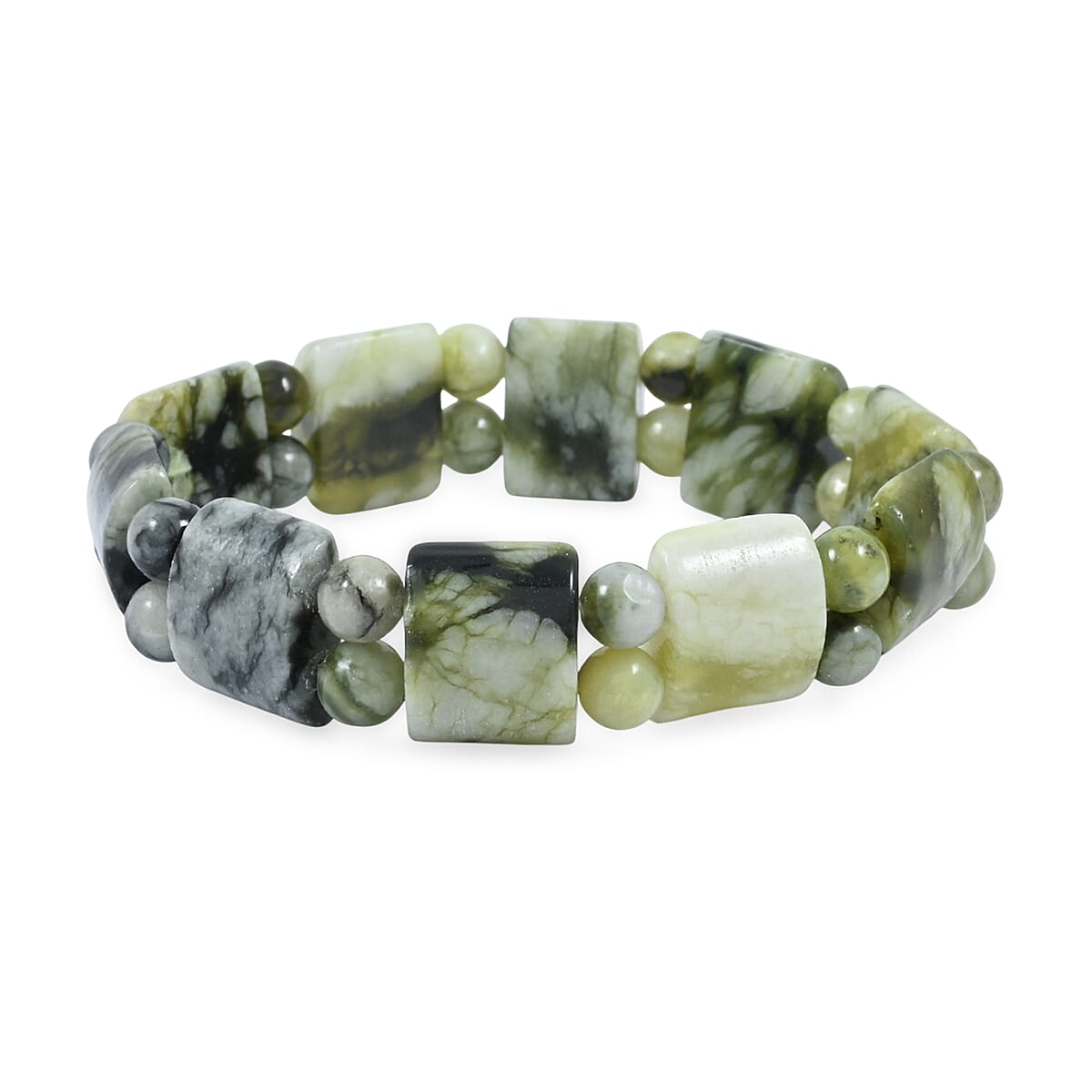 Snowflake Serpentine 159.45 ctw Tanker Plain Stretch Bracelet (6-7In) image number 0