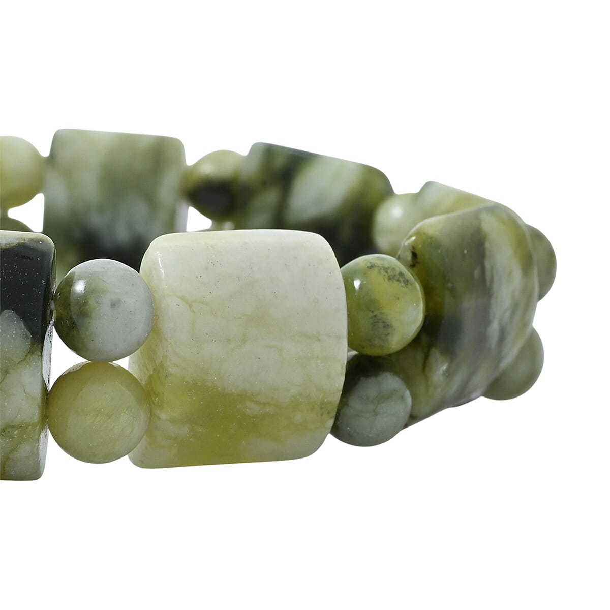 Snowflake Serpentine 159.45 ctw Tanker Plain Stretch Bracelet (6-7In) image number 2
