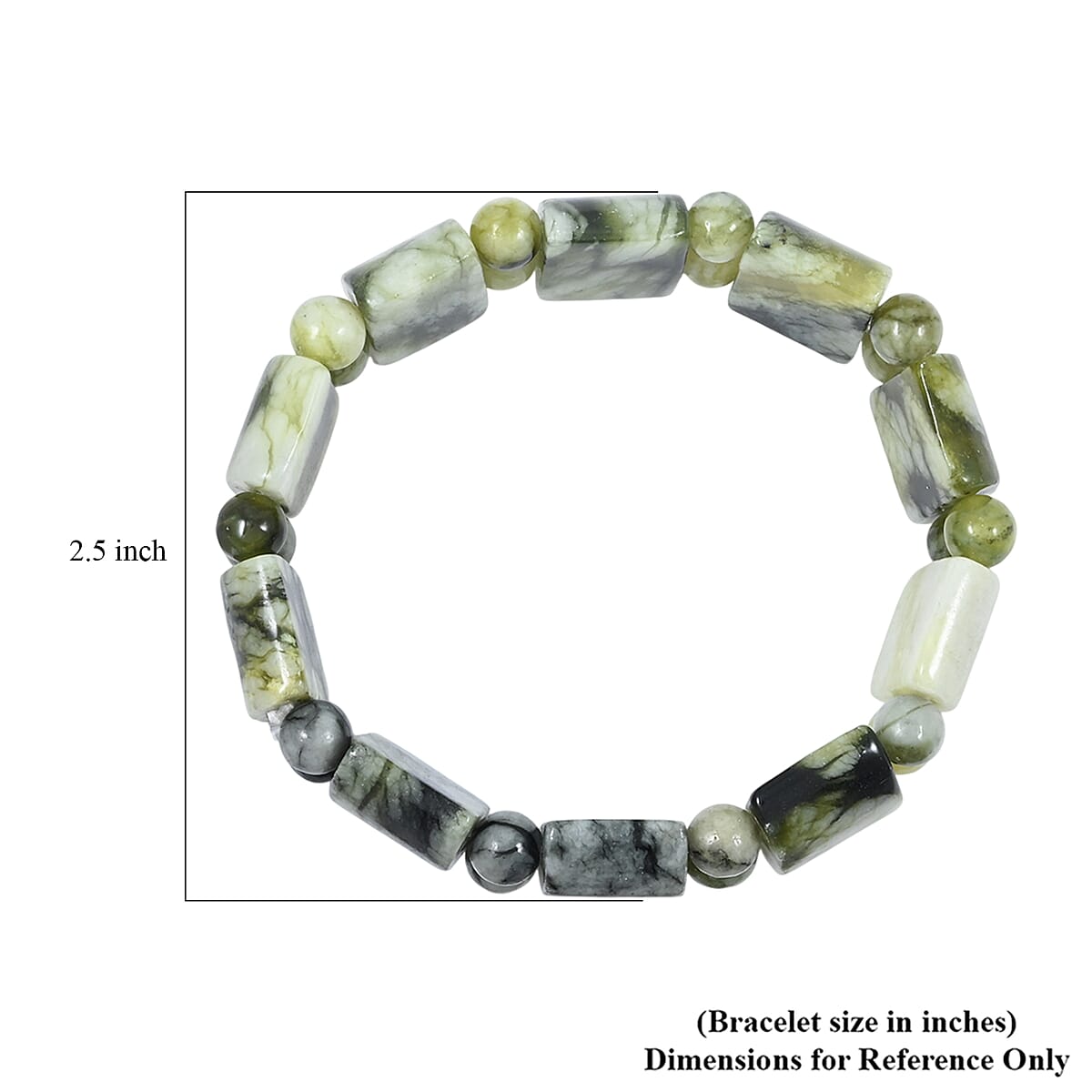 Snowflake Serpentine 159.45 ctw Tanker Plain Stretch Bracelet (6-7In) image number 3