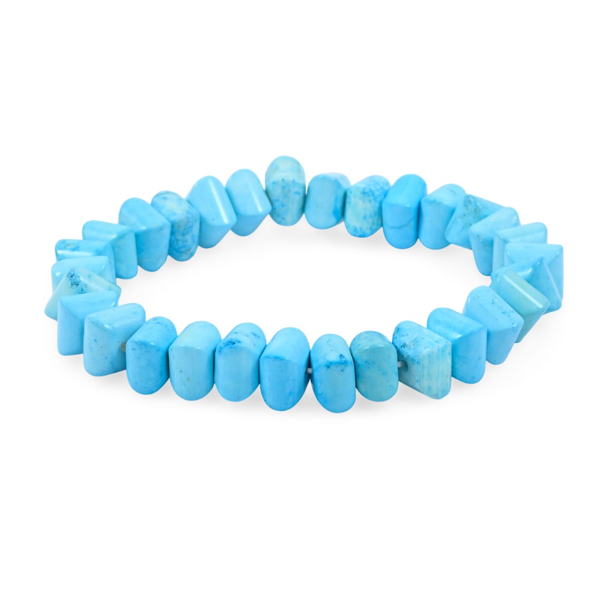 Turquoise 122.50 ctw Faceted Pumpkin Stretch Bracelet (6-7In) image number 0