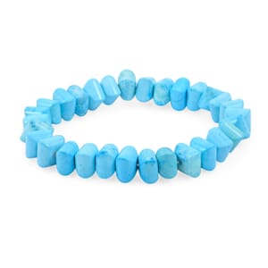 Turquoise 122.50 ctw Faceted Pumpkin Stretch Bracelet (6-7In)