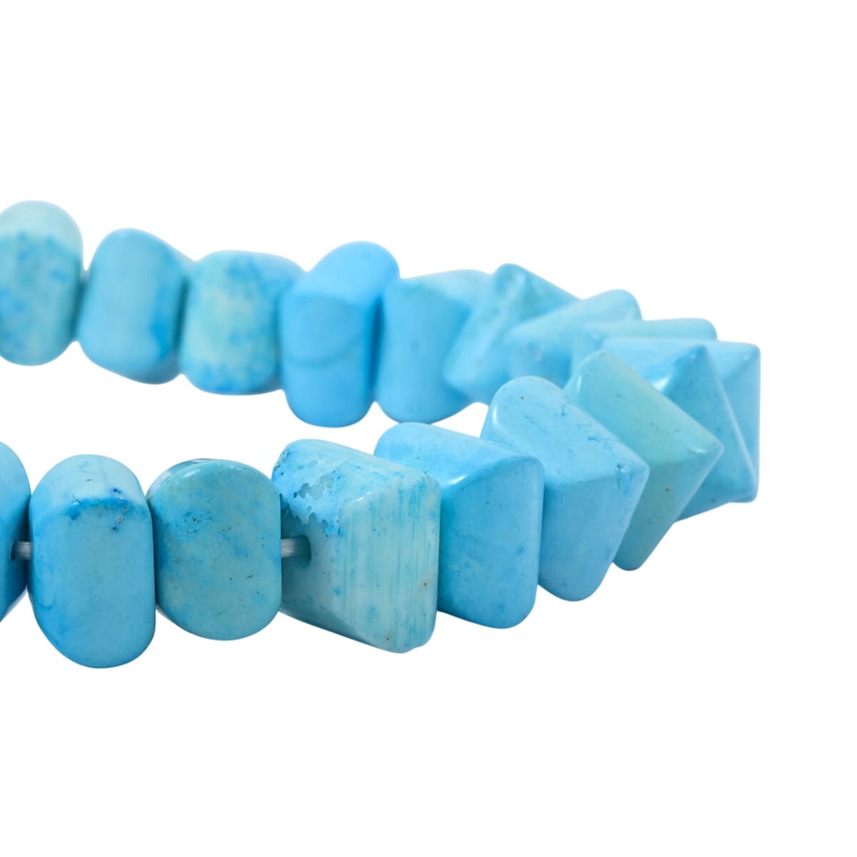 Turquoise 122.50 ctw Faceted Pumpkin Stretch Bracelet (6-7In) image number 2