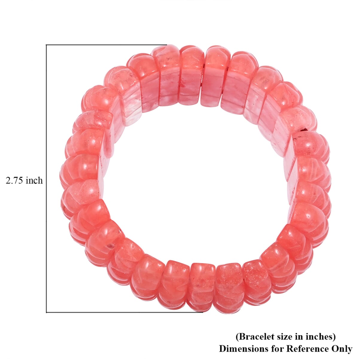 Carved Cherry Quartz 446.00 ctw Wavy Stretch Bracelet (6-7In) image number 3