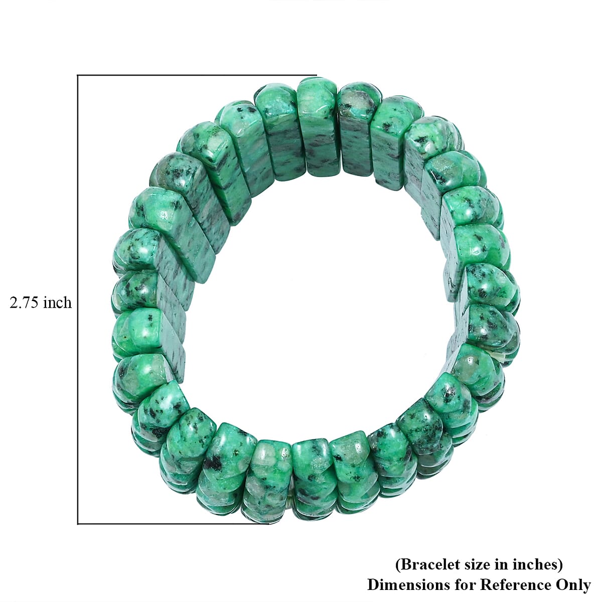 Carved Kiwi Jasper 588.75 ctw Dyed Color Wavy Stretch Bracelet (6-7In) image number 3