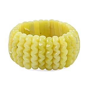 Carved Olive Jade 570.00 ctw Wavy Stretch Bracelet (6-7In)
