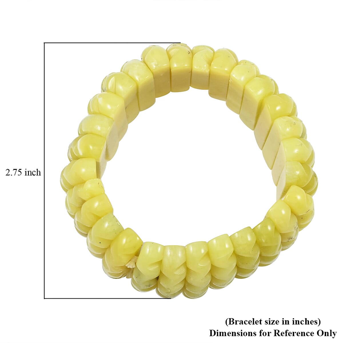 Carved Olive Jade 570.00 ctw Wavy Stretch Bracelet (6-7In) image number 3