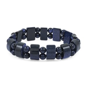 Tanker Blue Sandstone 138.20 ctw Stretch Bracelet (6-7In)