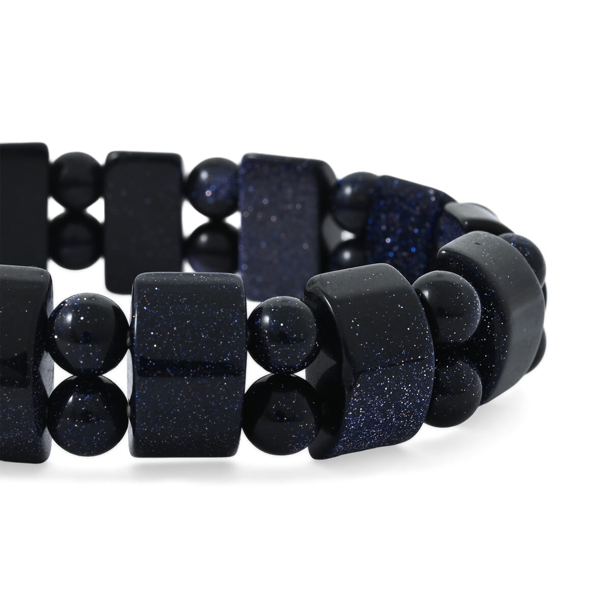Tanker Blue Sandstone 138.20 ctw Stretch Bracelet (6-7In) image number 2