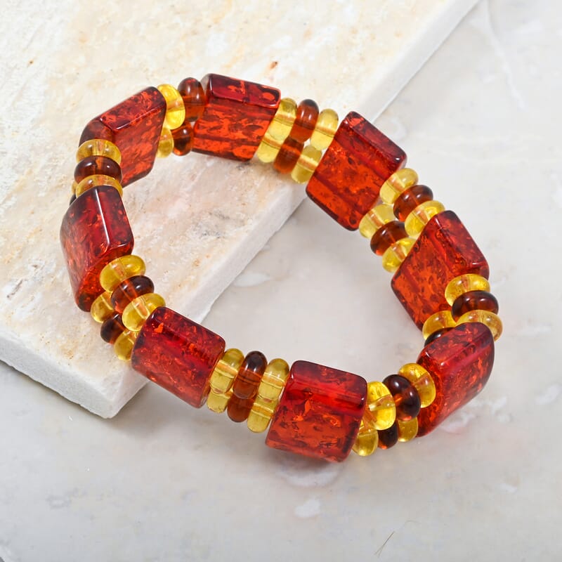 Simulated Amber Large Tanker Stretch Bracelet (6-7In)