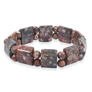 Tanker Leopard Skin Jasper 137.75 ctw Stretch Bracelet (6-7In)