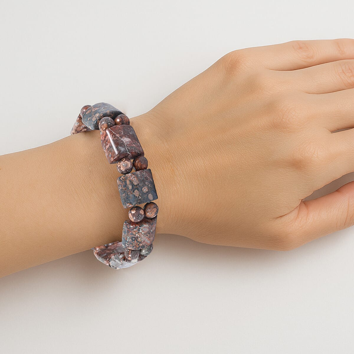 Tanker Leopard Skin Jasper 137.75 ctw Stretch Bracelet (6-7In) image number 2