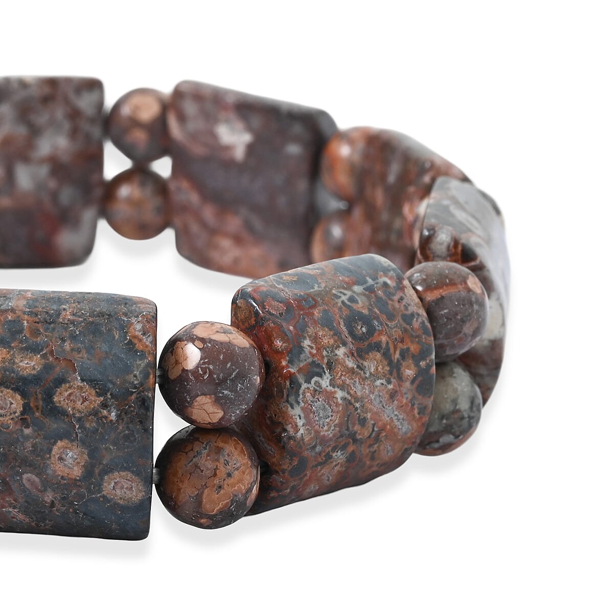 Tanker Leopard Skin Jasper 137.75 ctw Stretch Bracelet (6-7In) image number 3