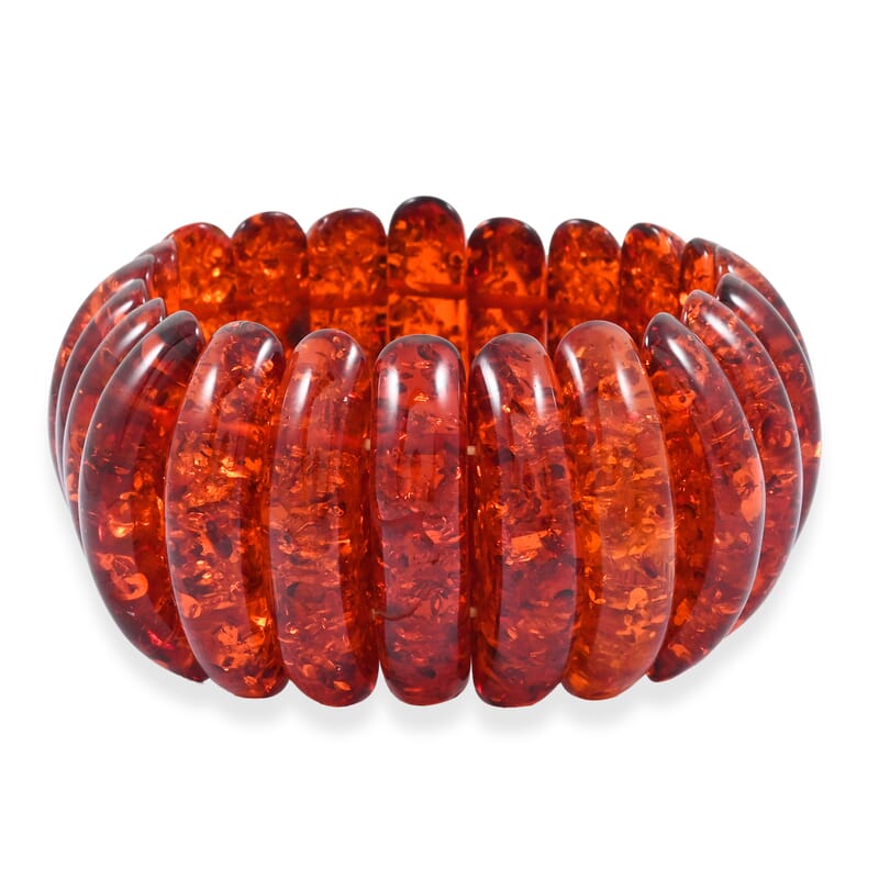 Simulated Amber Long Oval Stretch Bracelet (6-7In)