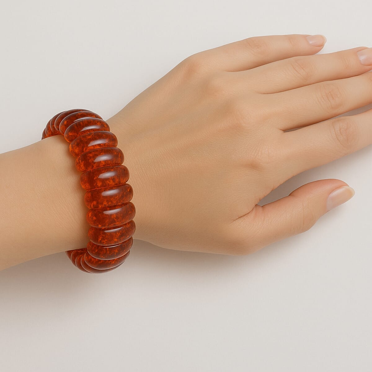 Simulated Amber Long Oval Stretch Bracelet (6-7In) image number 2